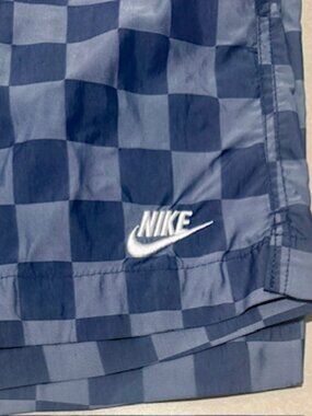 Nike Blue Navy Nylon Checkered Shorts Mens Small